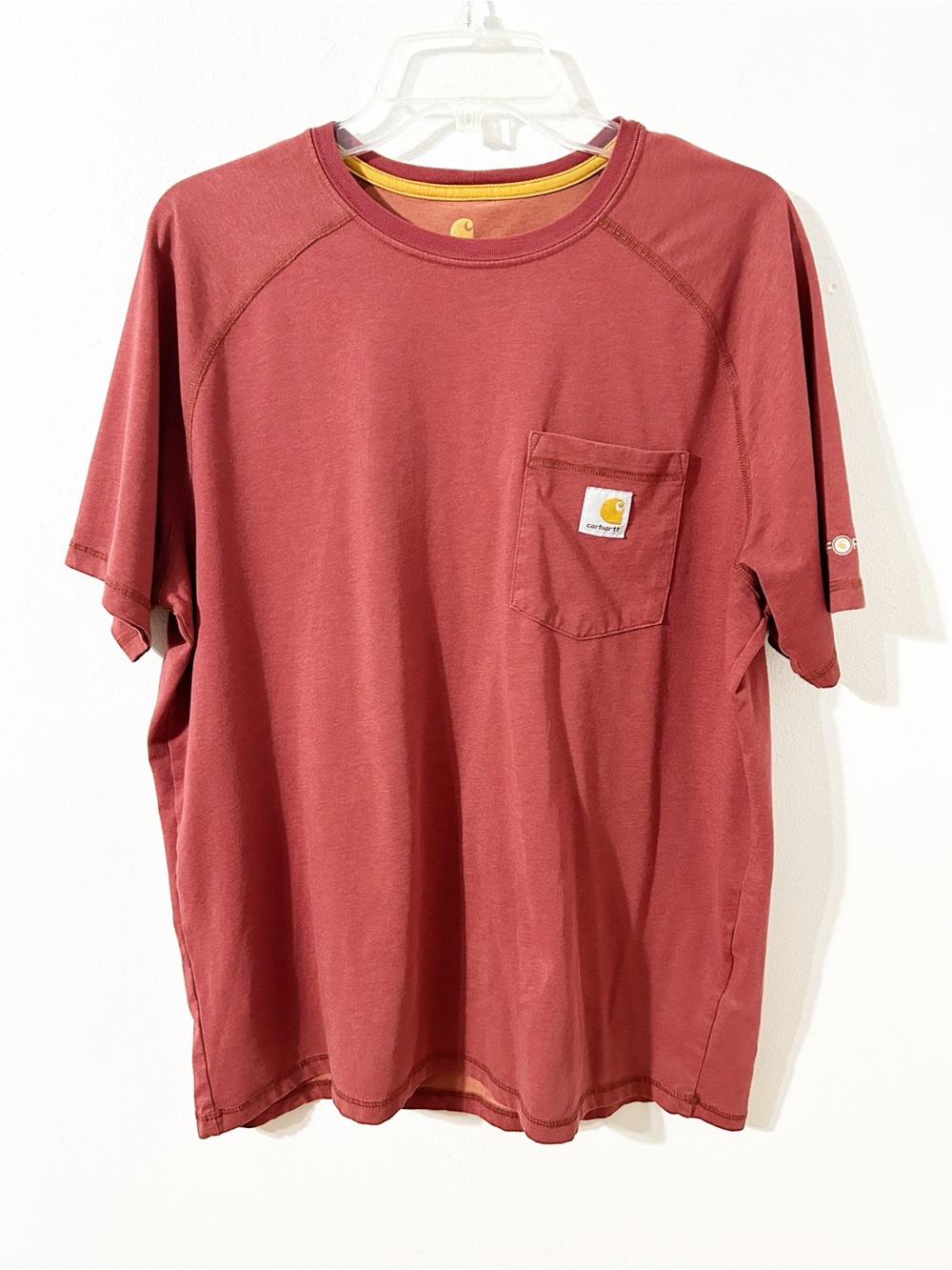 Carhartt Relaxed  Fit Short Sleeve Breast Pocket Crewneck Tee Rust On The Job